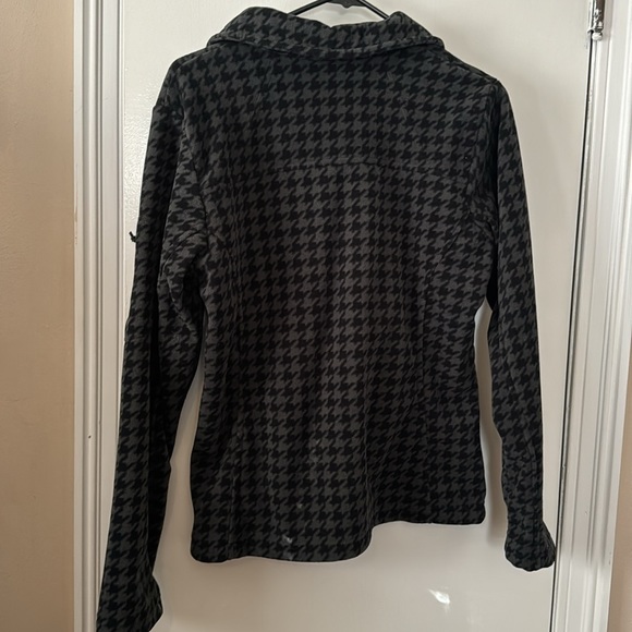 EUC Dark Grey Houndstooth Pattern Fleece Columbia Zip Up Jacket Size Medium - Picture 4 of 4
